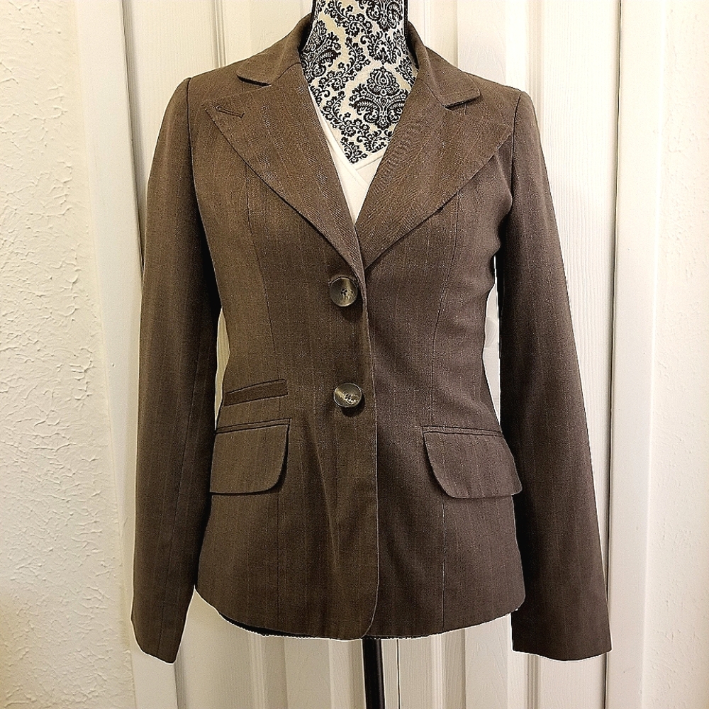 Merona Brown Pinstriped Blazer/Suit Jacket
